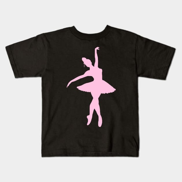 Pink Ballerina Silhouette Kids T-Shirt by Art by Deborah Camp